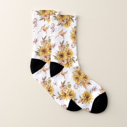 Sunflowers and Leaves  Socks