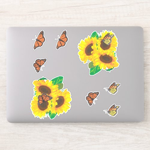 Sunflowers and Monarch Butterflies Sticker