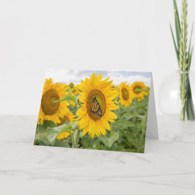 Sunflowers and Monarch Notecard (Front)