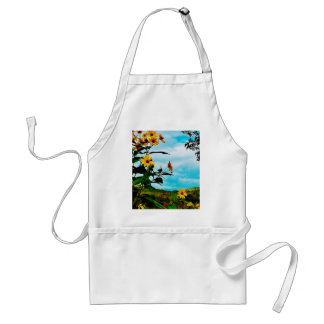 Sunflowers and mountains in Fletcher, Vermont Adult Apron