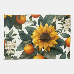Sunflowers and Oranges Autumn Design Kitchen Towel