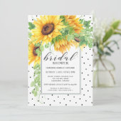 Sunflowers and Polka Dots Floral Bridal Shower Invitation (Standing Front)