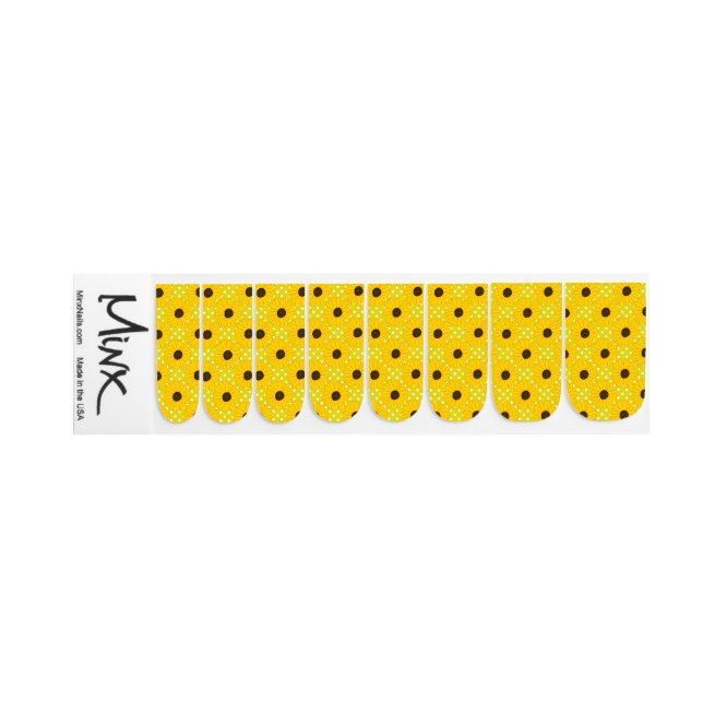 Sunflowers and Polka Dots Minx Nail Art (Right Hand)