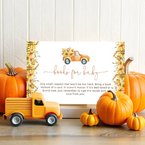 Sunflowers and Pumpkin Books for Baby Insert Card