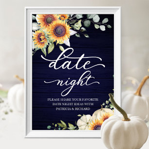 Sunflowers and Pumpkin Fall Date Night Jar Sign