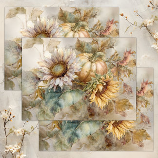 SUNFLOWERS AND PUMPKINS AUTUMN DECOUPAGE TISSUE PAPER