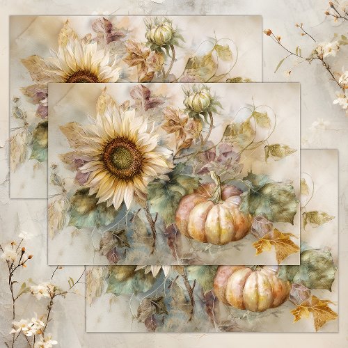 SUNFLOWERS AND PUMPKINS AUTUMN DECOUPAGE TISSUE PAPER