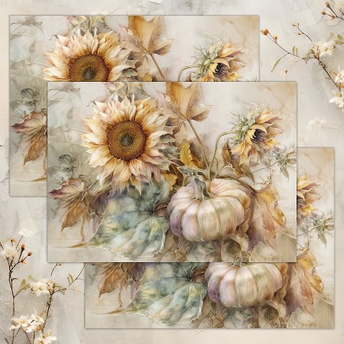 SUNFLOWERS AND PUMPKINS AUTUMN DECOUPAGE TISSUE PAPER
