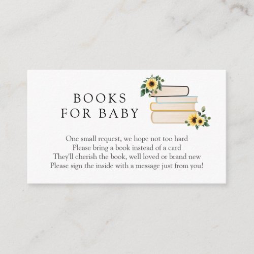 Sunflowers and Pumpkins Books for Baby insert card