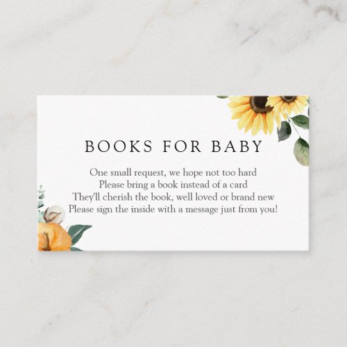 Sunflowers and Pumpkins Books for Baby insert card