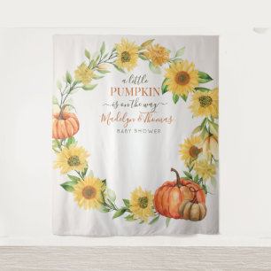 Sunflowers and pumpkins fall on Baby Shower Tapestry