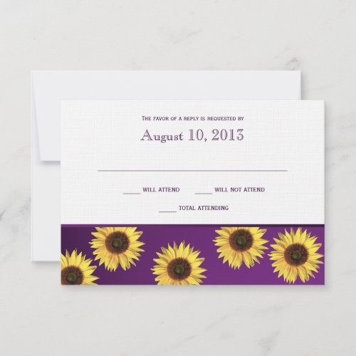 Sunflowers and Purple Country Wedding Response Personalized Invitations
