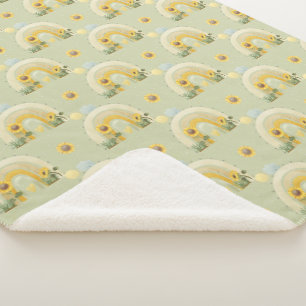Sunflowers and Rainbows Baby  Sherpa Blanket