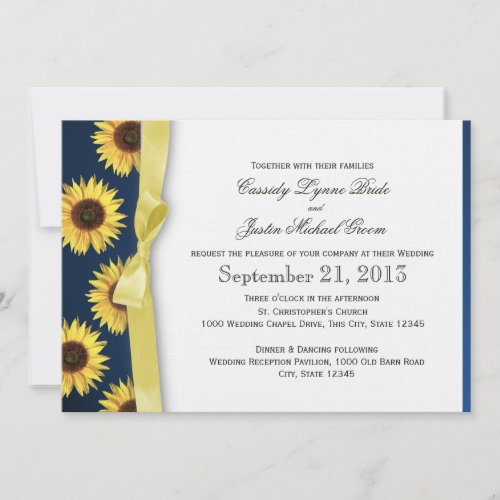 Sunflowers and Ribbon Country Wedding Cards