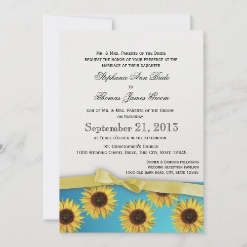 Sunflowers and Ribbon Country Wedding Invitation
