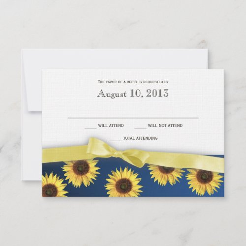 Sunflowers and Ribbon Country Wedding Response Custom Announcements