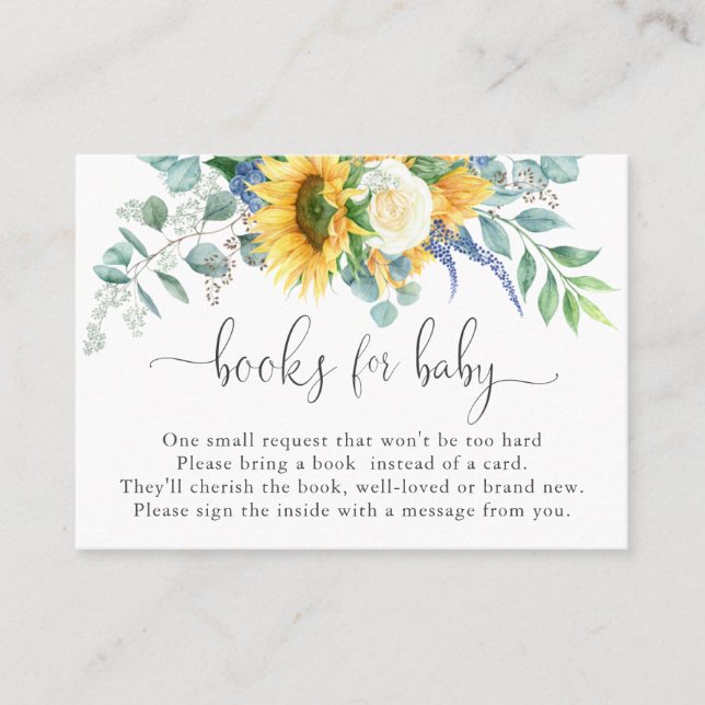 Sunflowers and Roses Books for Baby Enclosure Card (Front)