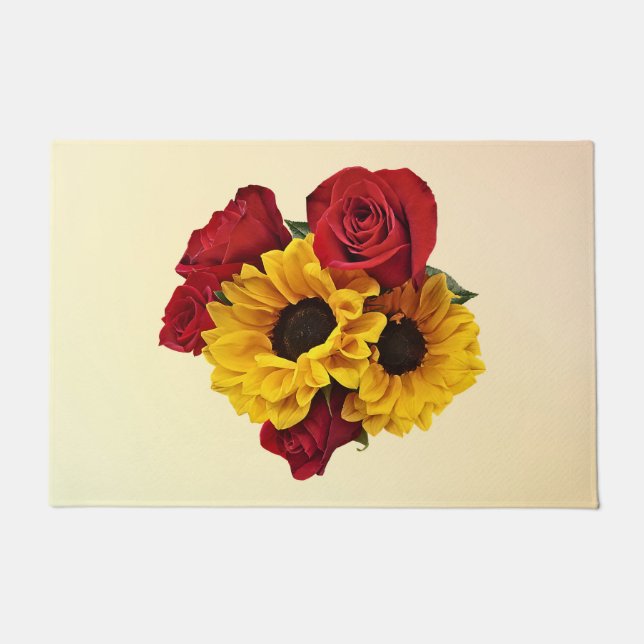 Sunflowers and Roses Bouquet Doormat (Front)