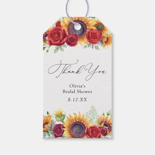 Sunflowers and Roses Thank you Favor Tag