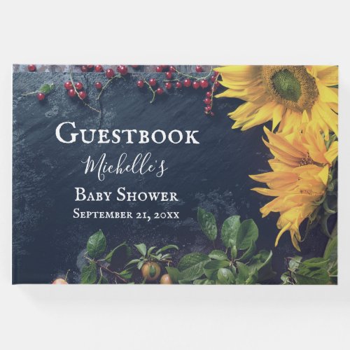 Sunflowers and Slate Rustic Country Baby Shower Guest Book