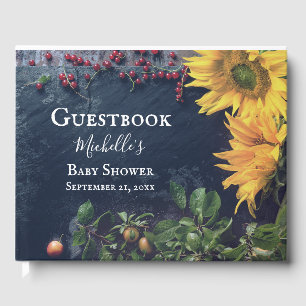 Sunflowers and Slate Rustic Country Baby Shower Guest Book