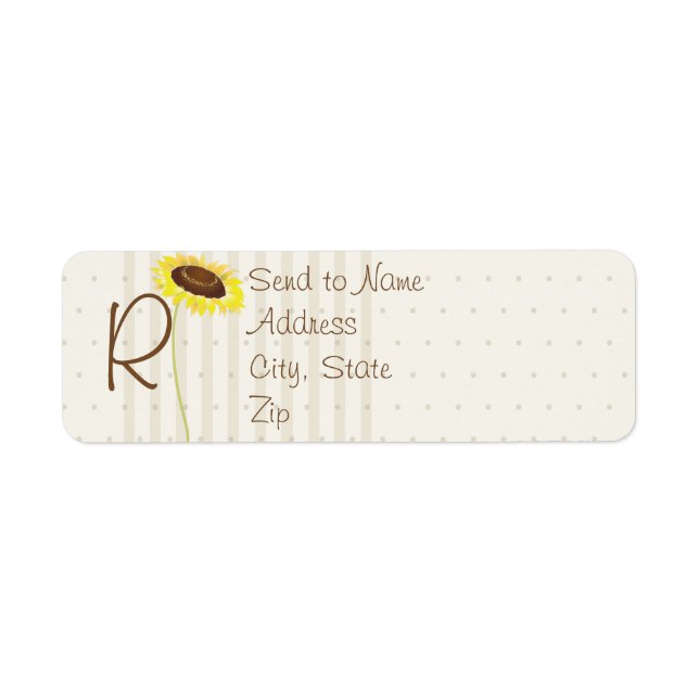 Sunflowers And Stripes Collection Monogram Address Label (Front)