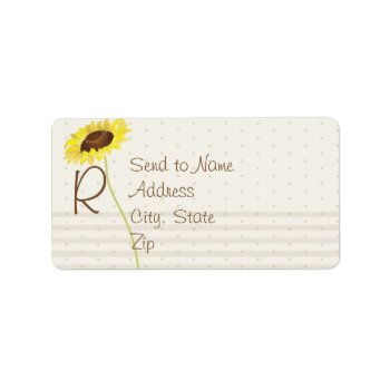 Sunflowers And Stripes Collection Monogram Address Label by Wedding_Trends at Zazzle