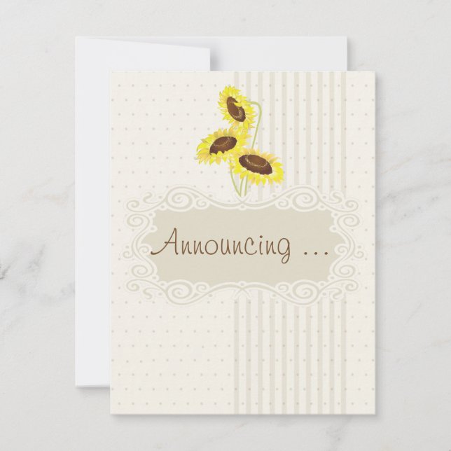 Sunflowers And Stripes Engagement Announcement (Front)