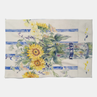 Sunflowers and stripes kitchen towel