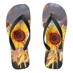 SUNFLOWERS AND SUMMER SUNSET FLIP FLOPS