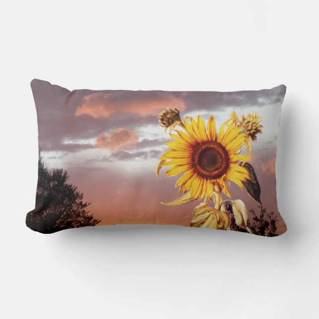 SUNFLOWERS AND SUMMER SUNSET LUMBAR PILLOW (Front)