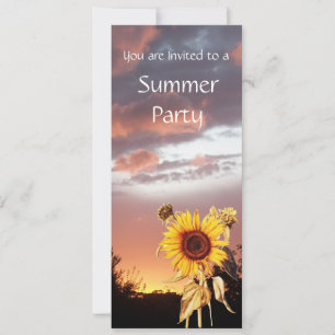 SUNFLOWERS AND SUMMER SUNSET RUSTIC WEDDING PARTY INVITATION