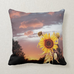 SUNFLOWERS AND SUMMER SUNSET THROW PILLOW