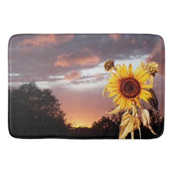 Sunflowers And Summer Sunset With Pink Clouds Bath Mat by AiLartworks at Zazzle
