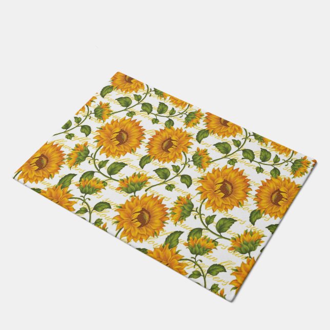 Sunflowers and text doormat (Angled)