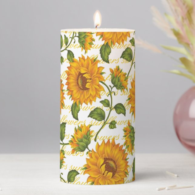 Sunflowers and text  pillar candle (In Situ)