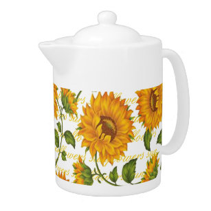 Sunflowers and text teapot