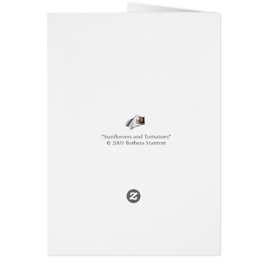 "Sunflowers and Tomatoes" Blank Note Card (Back)