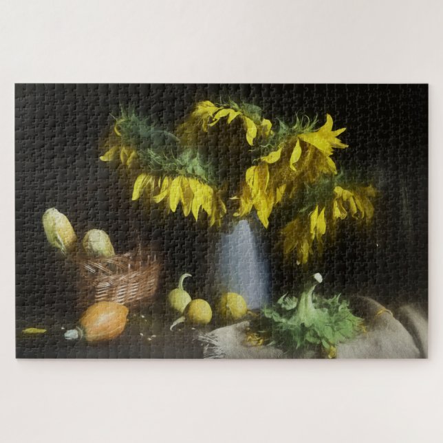 Sunflowers and Vegetable Harvest Old Masters Paint Jigsaw Puzzle (Horizontal)