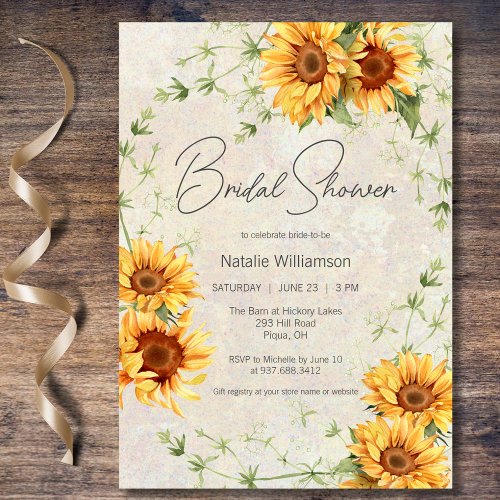 Sunflowers and Vines Bridal Shower  Invitation