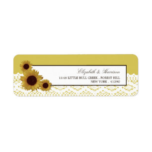 Sunflowers and Vintage Lace Wedding Label