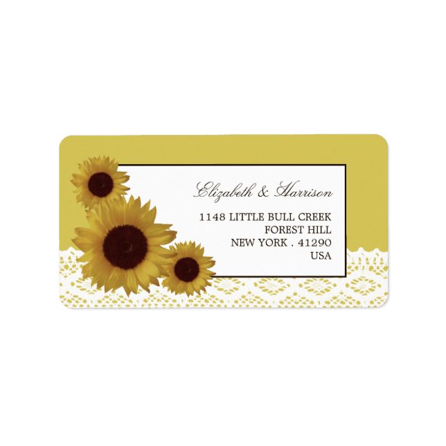 Sunflowers and Vintage Lace Wedding Label (Front)