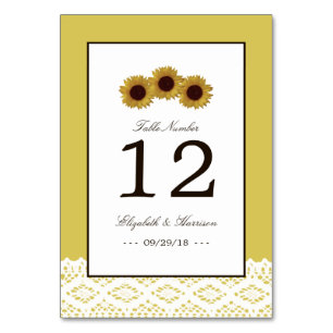 Sunflowers and Vintage Lace Wedding Table No. Table Number