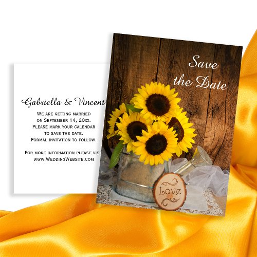 Sunflowers and Watering Can Wedding Save the Date Announcement Postcard