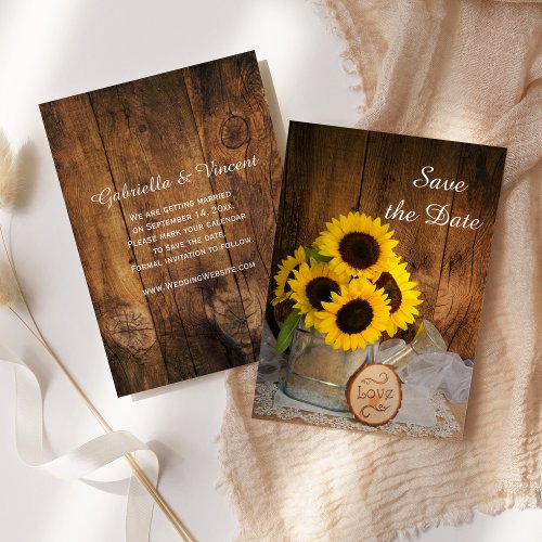 Sunflowers and Watering Can Wedding Save the Date Invitation