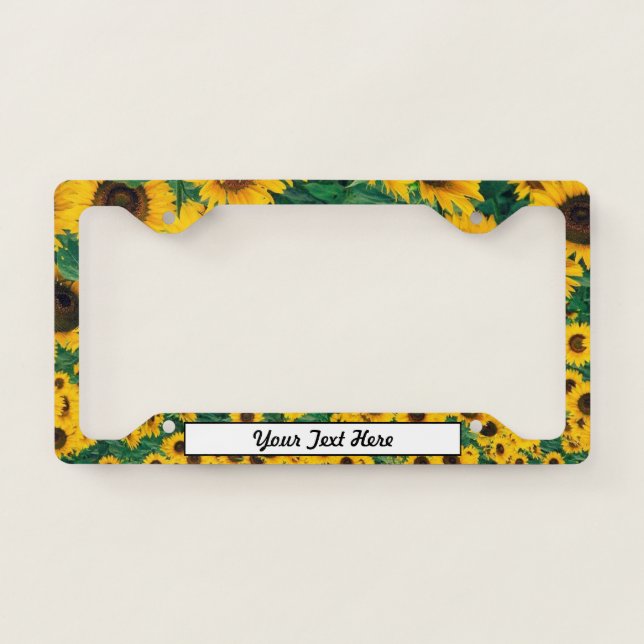 Sunflowers and Your Text License Plate Frame (Front)
