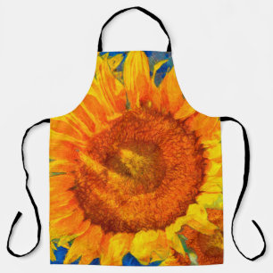 Sunflowers arrangement. Van Gogh style imitation. Apron