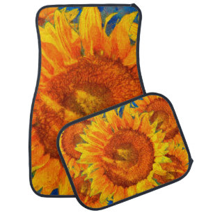Sunflowers arrangement. Van Gogh style imitation. Car Floor Mat