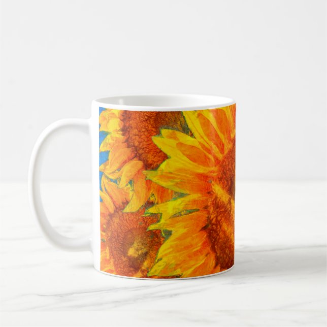 Sunflowers arrangement. Van Gogh style imitation.  Coffee Mug (Left)