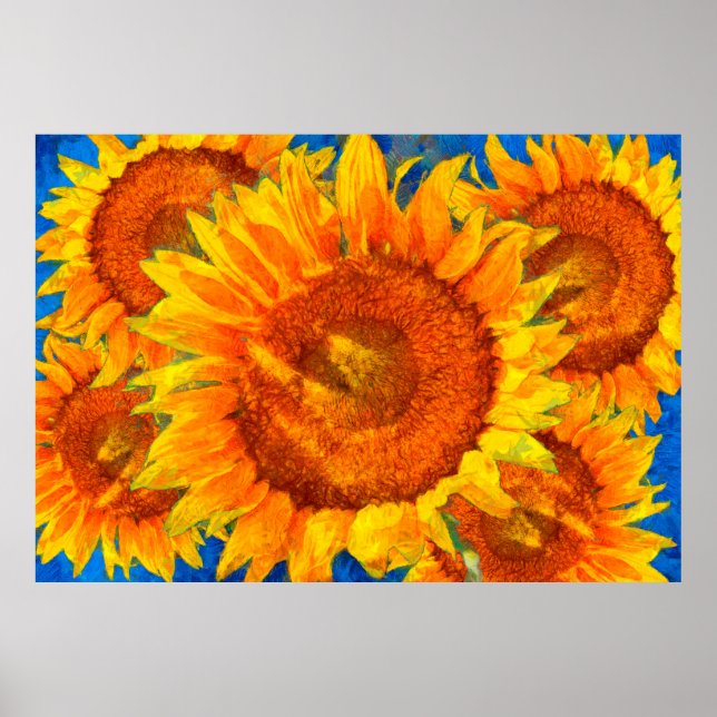 Sunflowers arrangement. Van Gogh style imitation.  Poster (Front)
